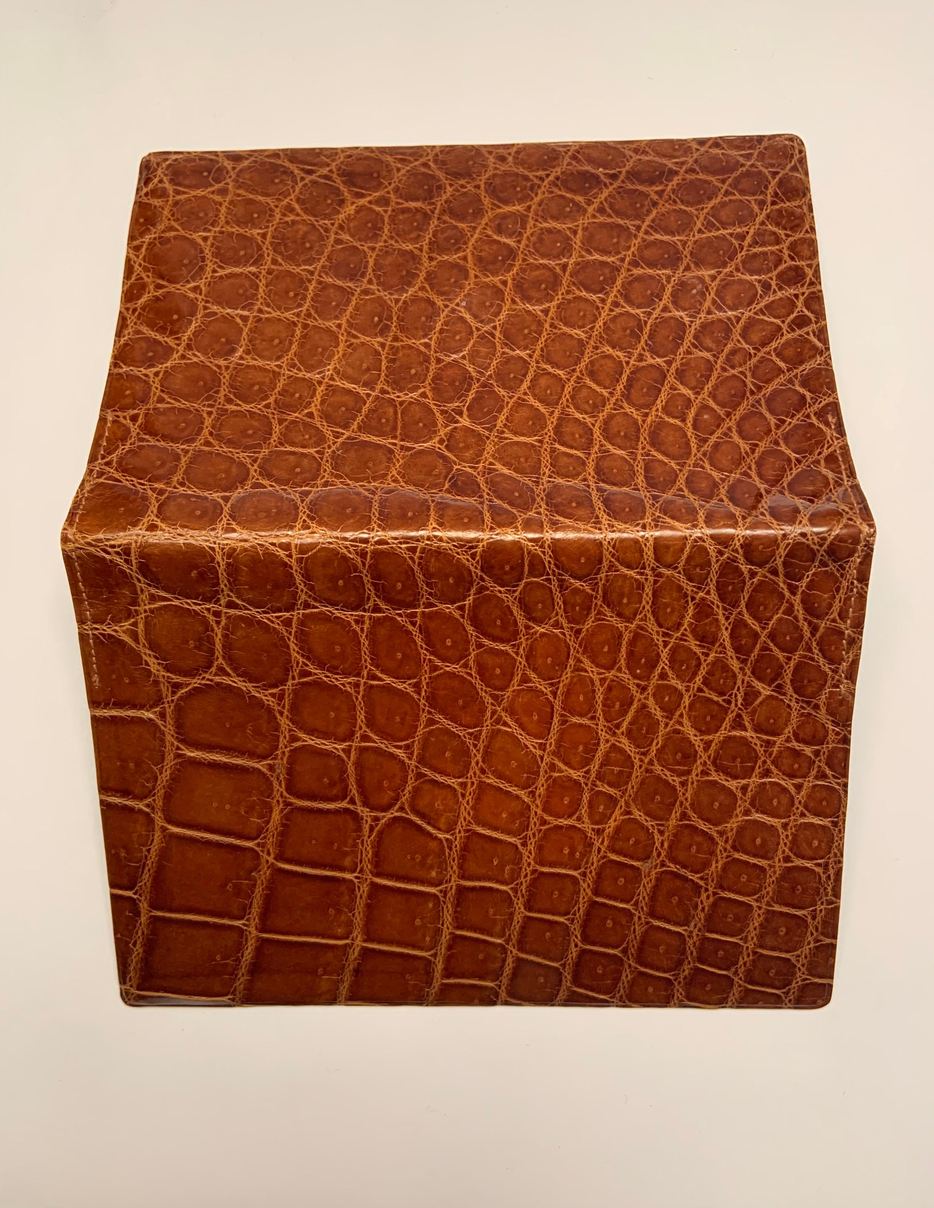 Cognac Colored Mid Centurty Brown Crocodile Wallet Never Used In Excellent Condition For Sale In New Hope, PA
