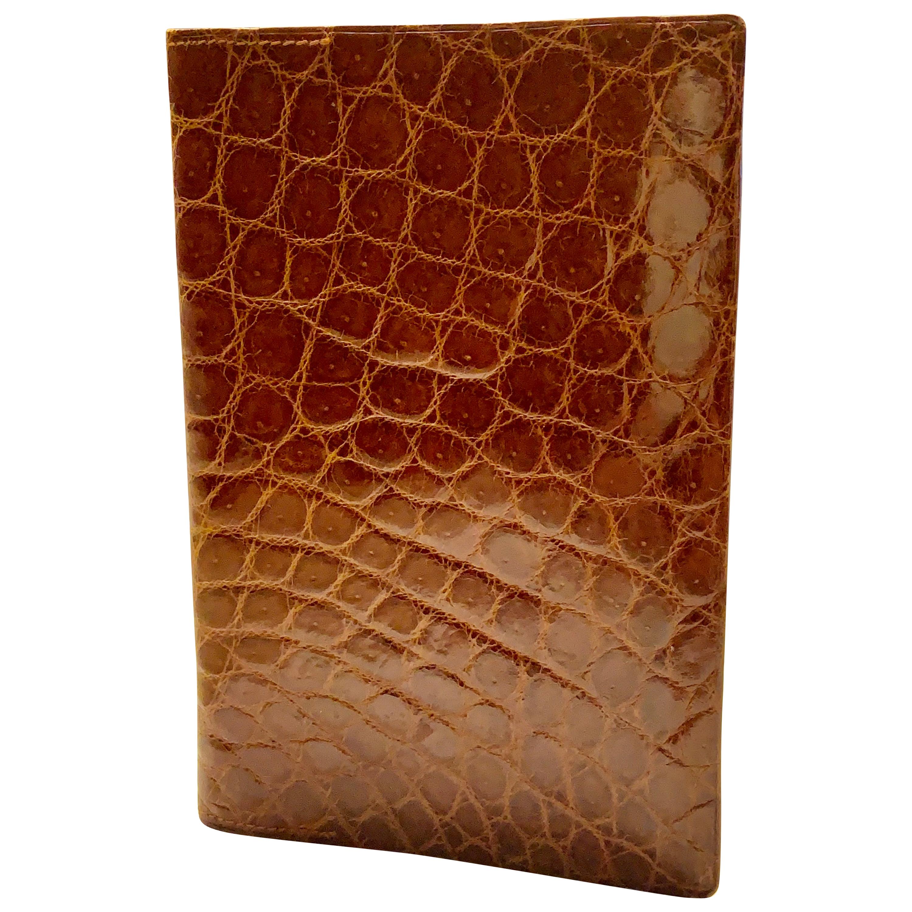 Cognac Colored Mid Centurty Brown Crocodile Wallet Never Used For Sale