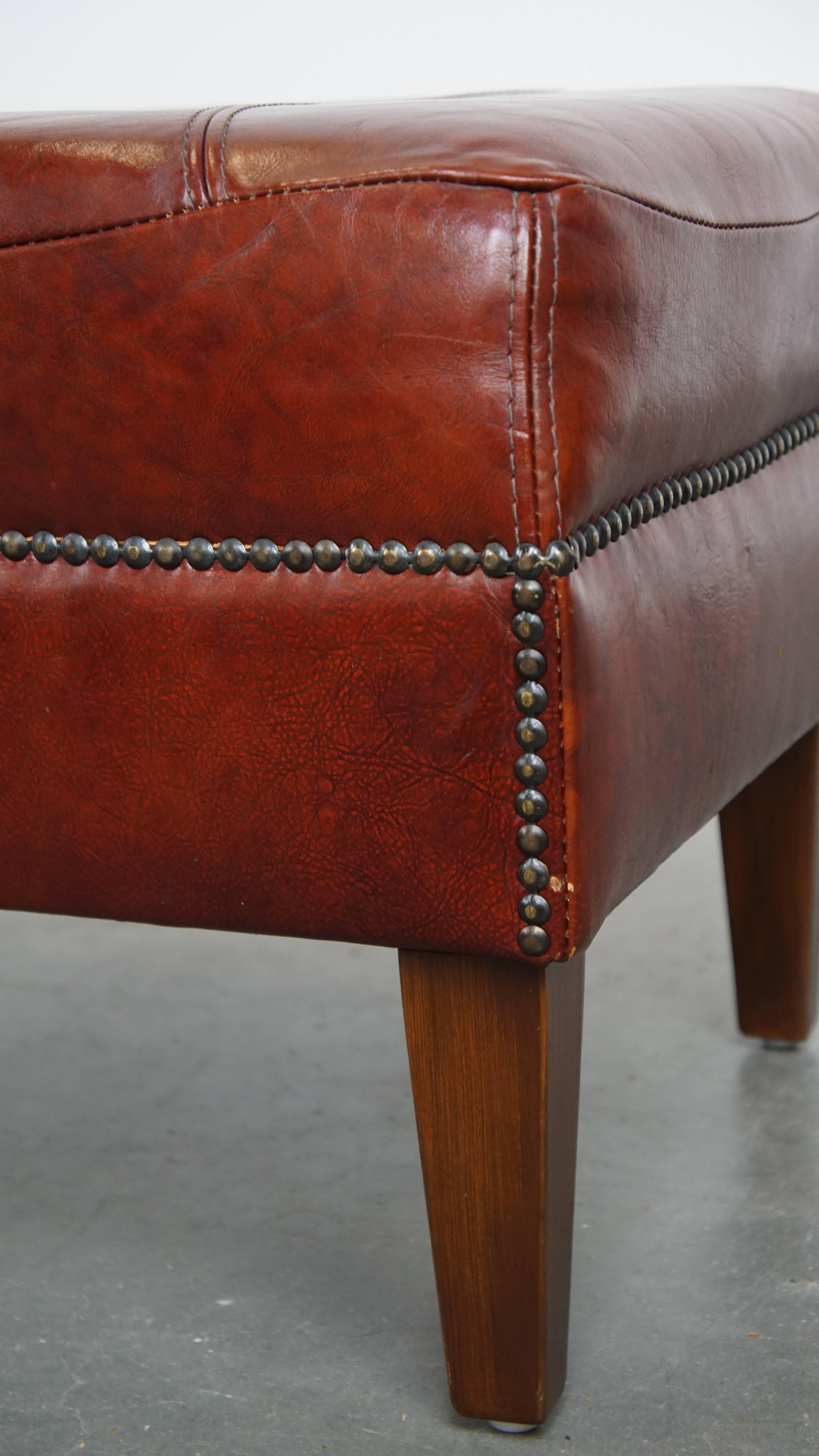 Cognacfarbener Ottoman aus RindslederLeder im Angebot 1