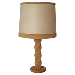Cognac-Colored Twisted Leather Lamp in the style of Paul Dupre-Lafon France 1970