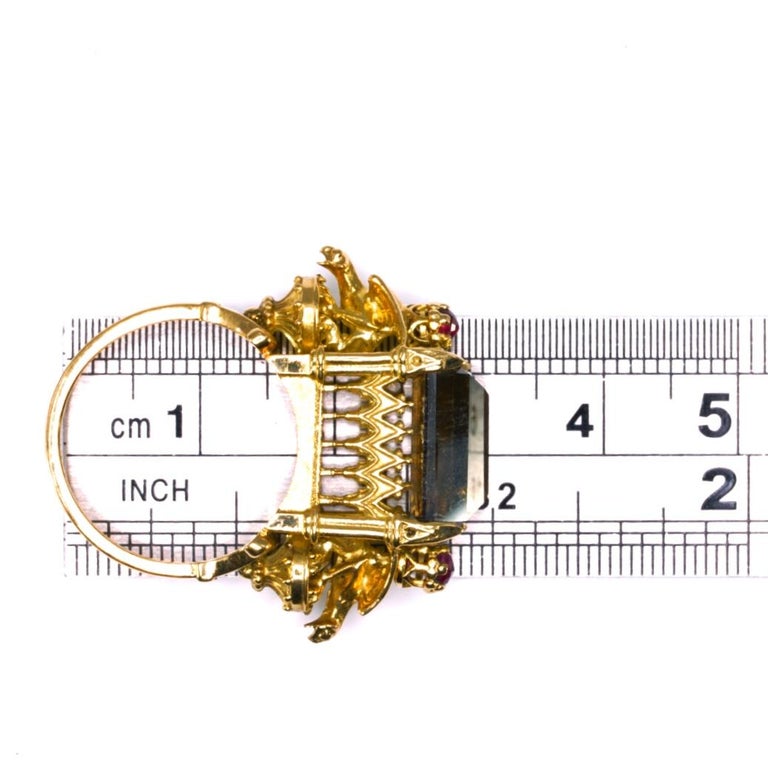 Ritual Cathedral Ring in 18 Karat Yellow Gold, Cognac Diamond and ...