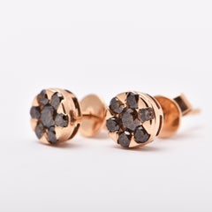 Cognac Diamond Daisy Style Stud Earrings in 18 Carat Rose Gold