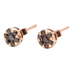 Cognac Diamond Daisy Style Stud Earrings in 18 Carat Rose Gold