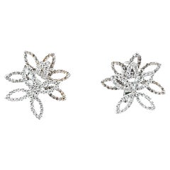 Boucles d'oreilles fleurs en diamant cognac