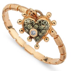 Cognac Diamond Heart Ring in 14k Rose Gold