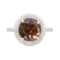 Cognac Diamond Slice Double Halo Ring in 18k Yellow Gold