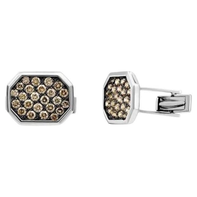 Cognac Diamond  White 14K Gold Fine Jewelry Statement Cufflinks for Him For Sale