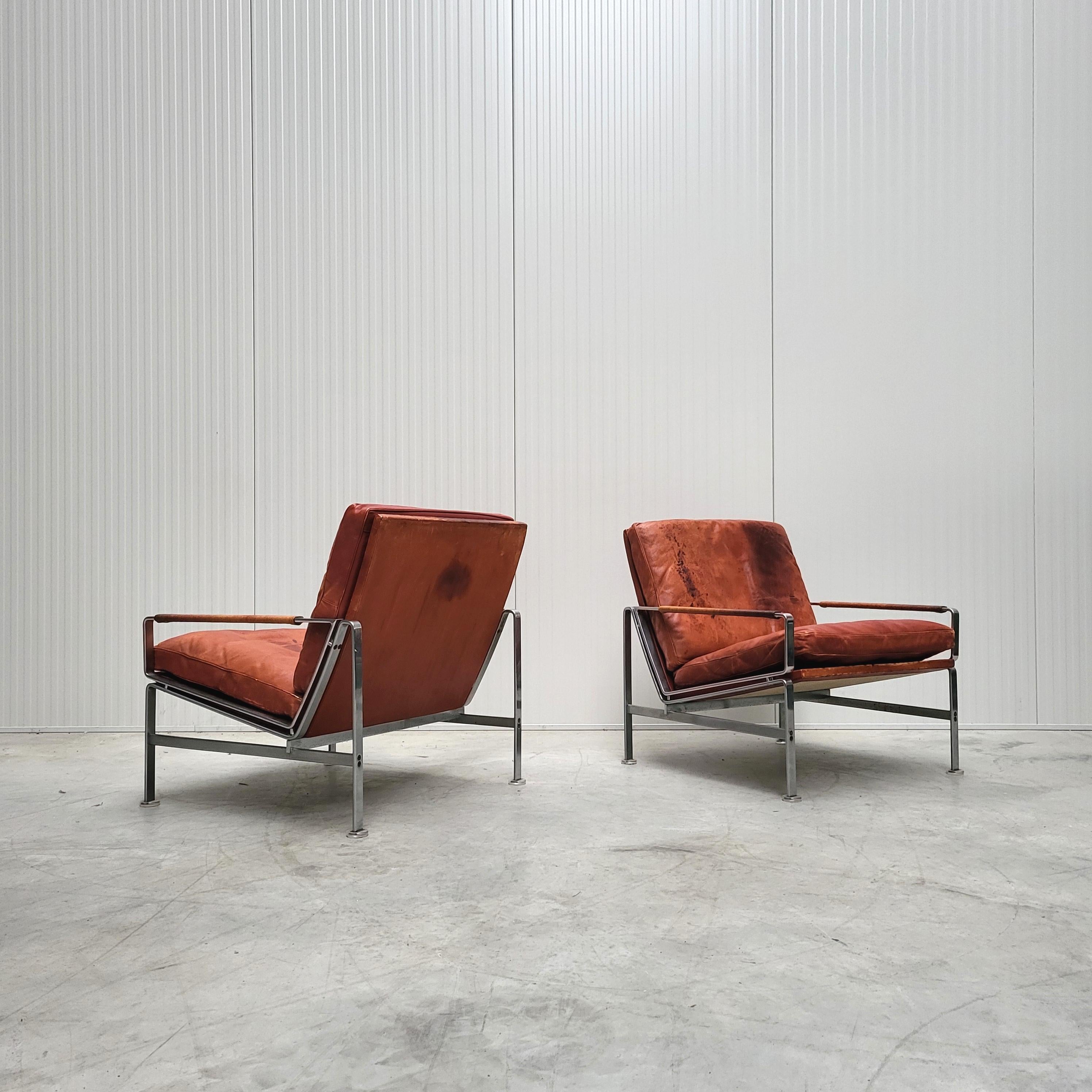 German Cognac FK6720 Sofa & Chairs by Fabricius & Kastholm Kill International 1960s For Sale