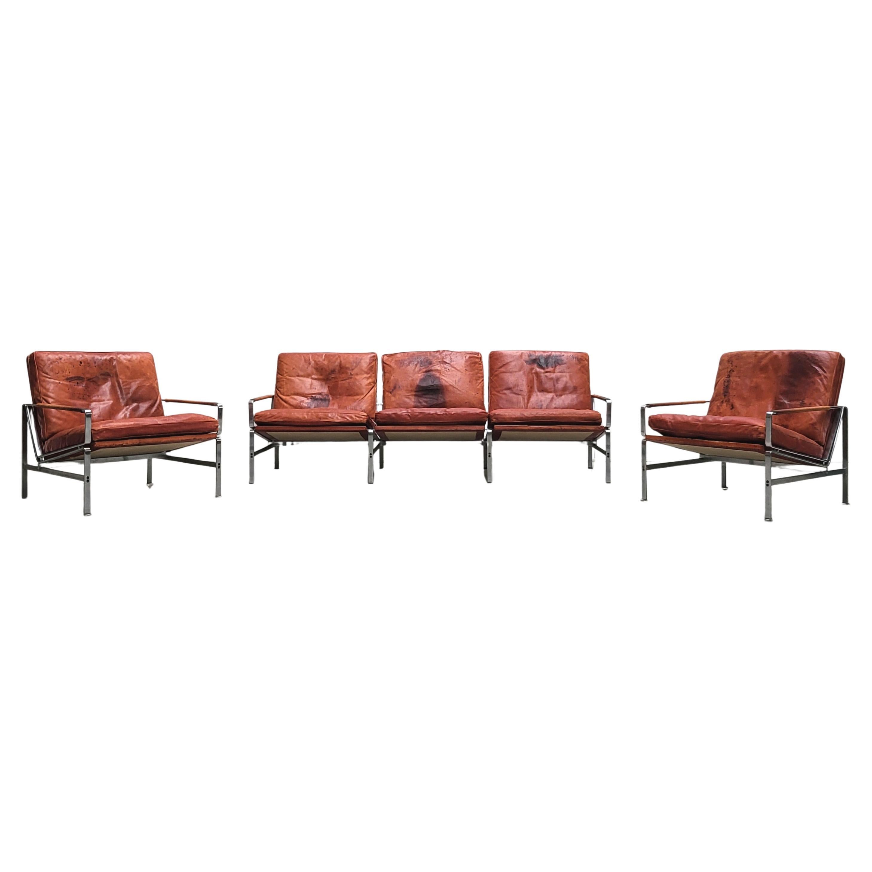Cognac FK6720 Sofa & Chairs by Fabricius & Kastholm Kill International 1960s