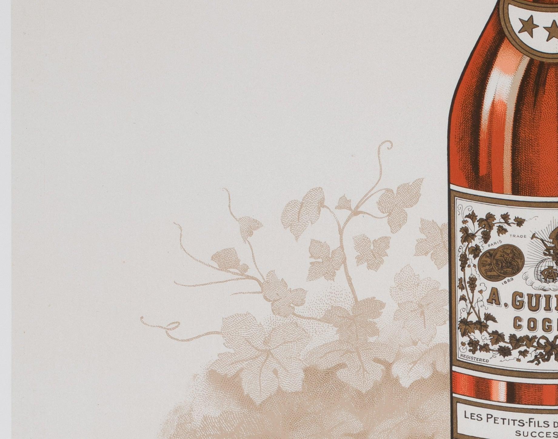 20ième siècle Cognac Guillot c1910 Affiche publicitaire française sur l'alcool en vente
