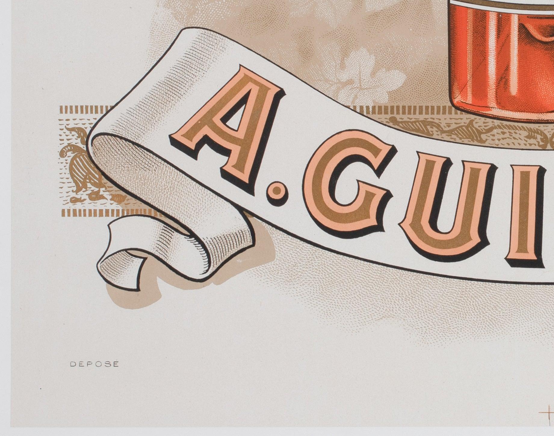 Cognac Guillot c1910 Affiche publicitaire française sur l'alcool en vente 1