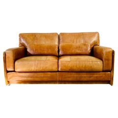 Vintage Cognac Leather 2-Seater Sofa by MarCo Milisich for Baxter, Italy, 1970