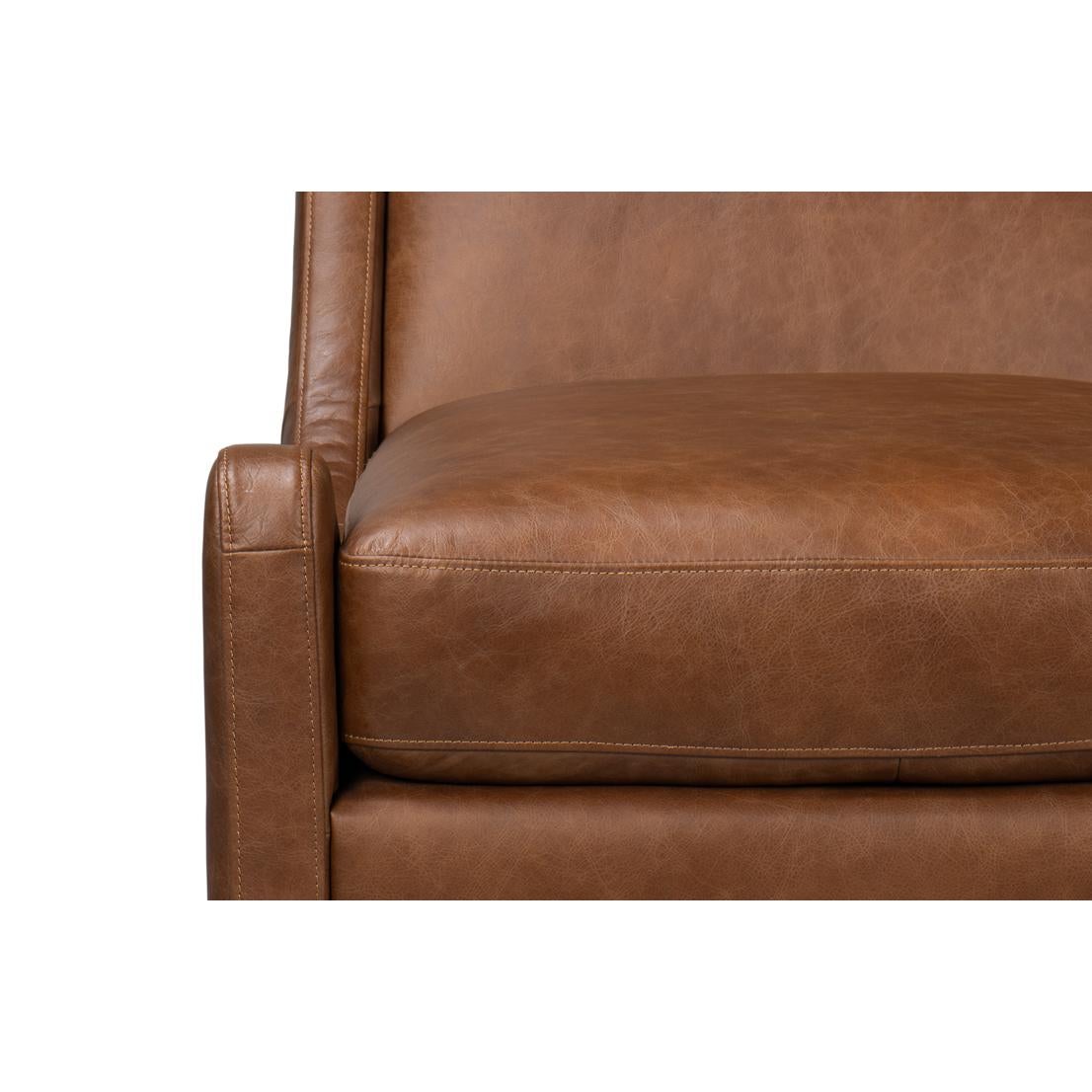 Chaise d'appoint en cuir cognac en vente 3