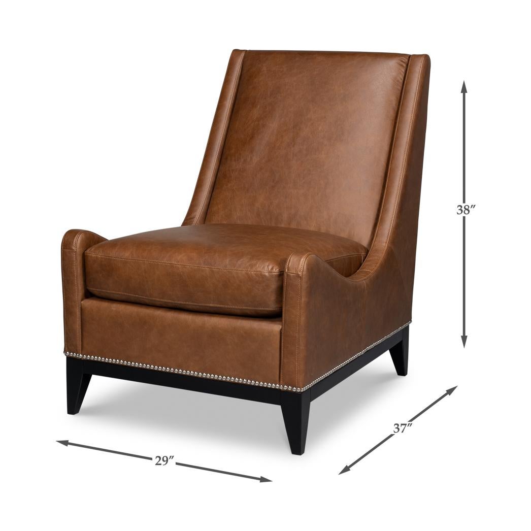 Cognac Leather Accent Chair For Sale 6
