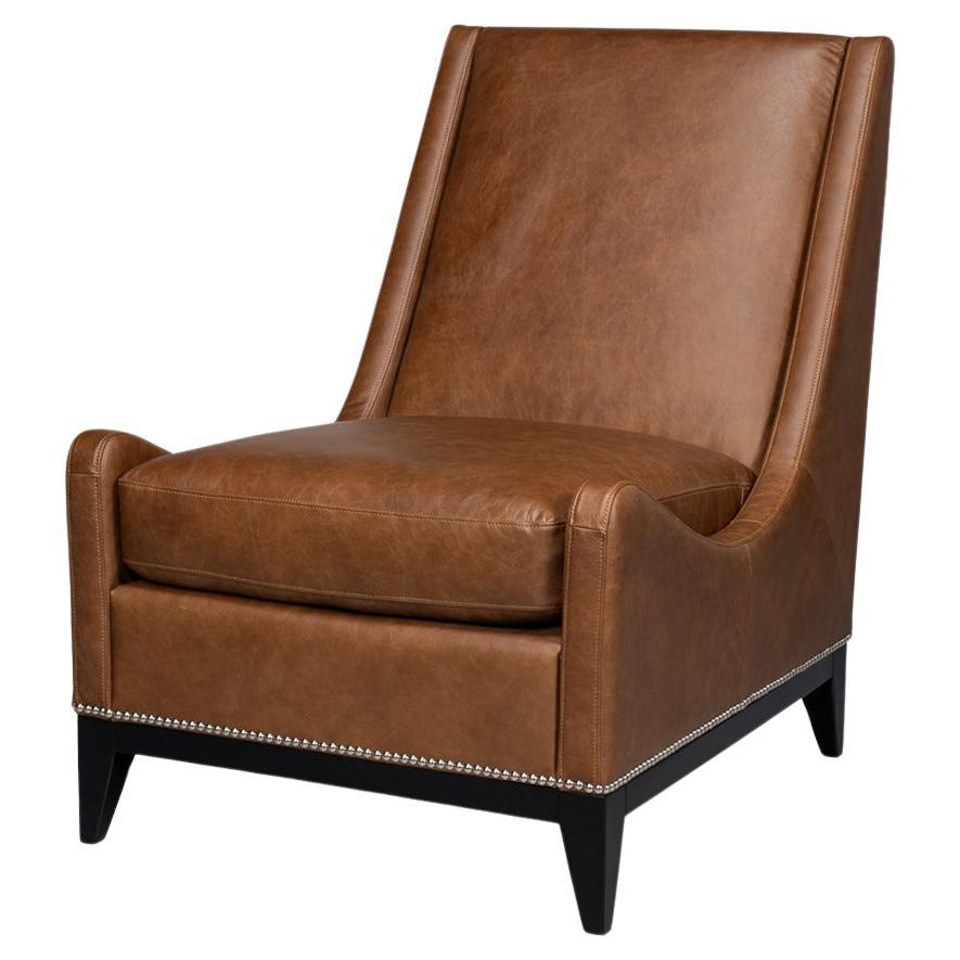 Cognac Leather Accent Chair For Sale