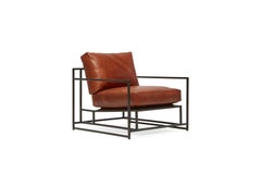 Cognac Leather and Blackened Steel Armchair