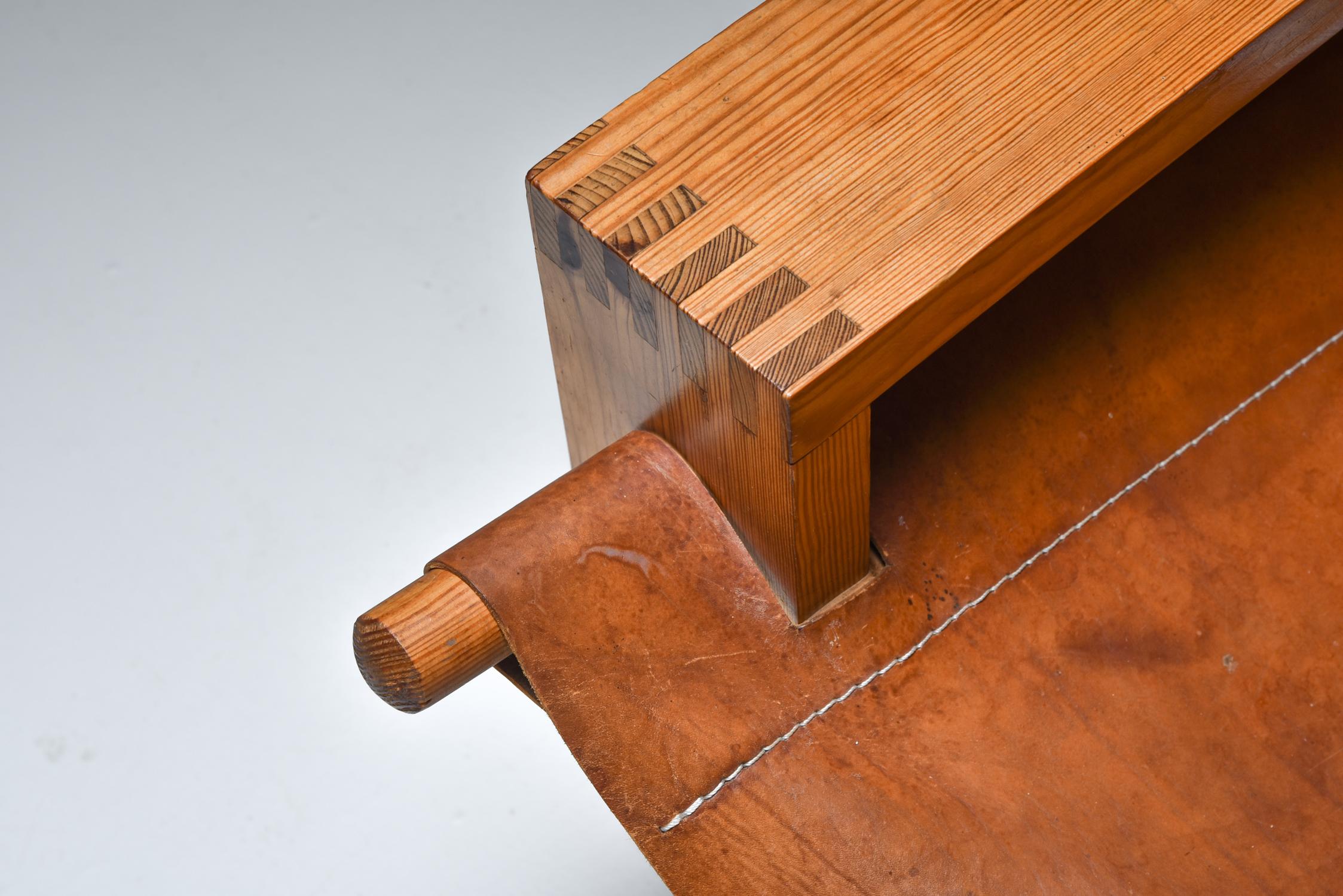 Cognac Leather and Pine Easy Chair by Ate Van Apeldoorn 6