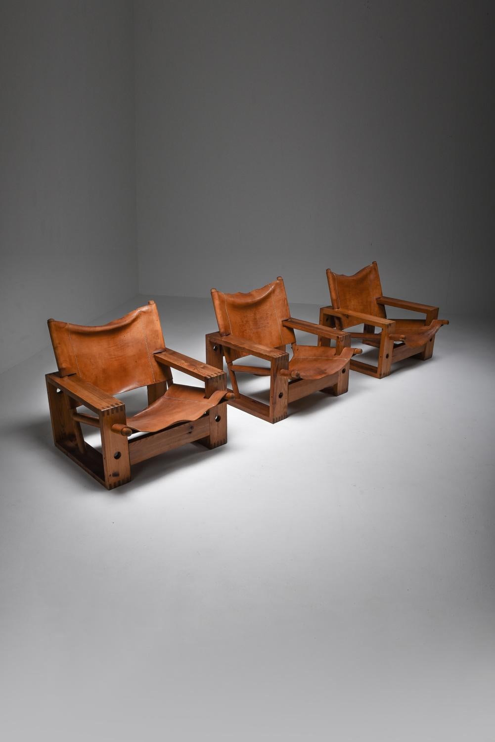 Cognac Leather and Pine Easy Chair by Ate Van Apeldoorn 9