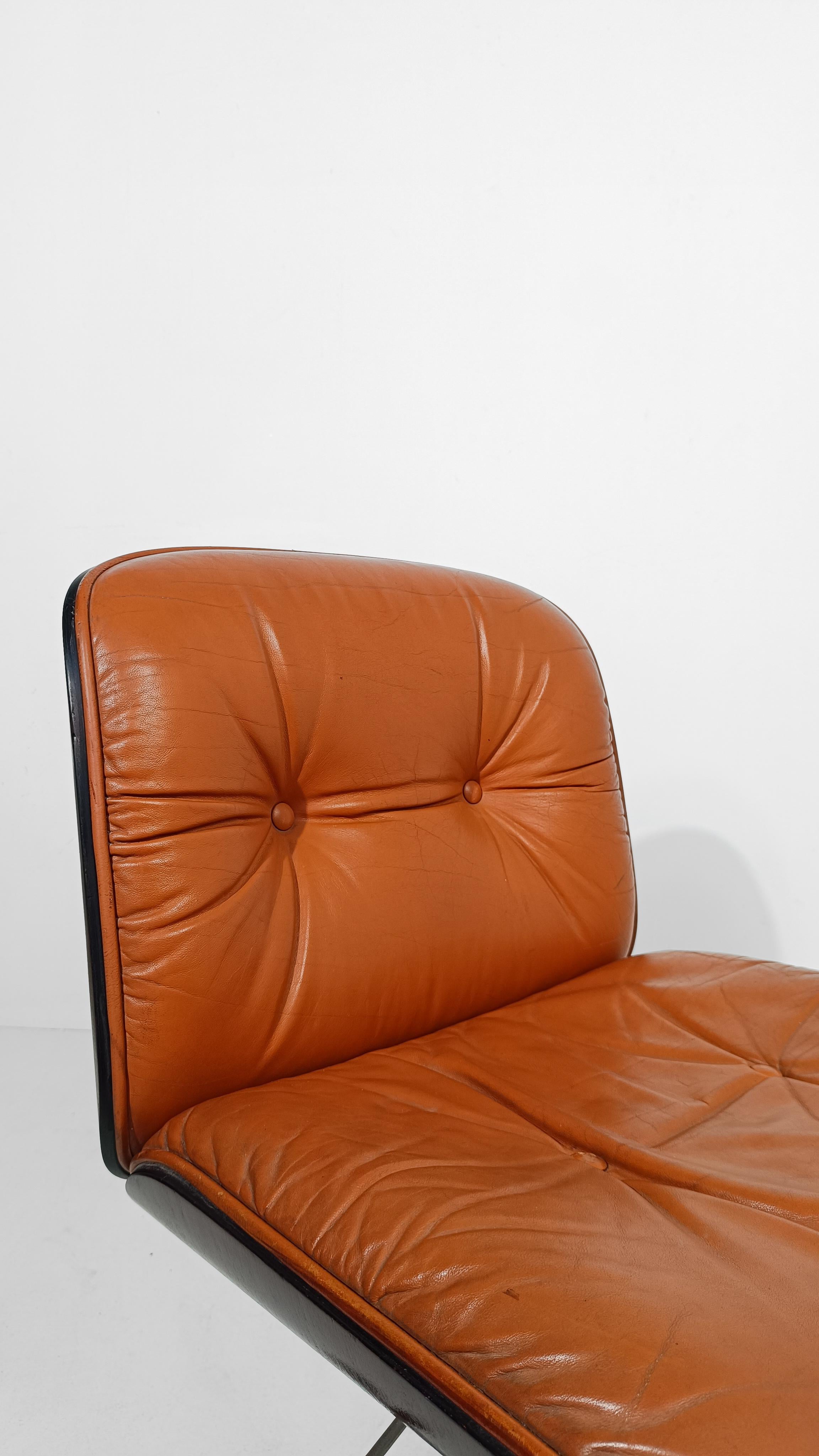 Silla de oficina de cuero coñac y palisandro de Ico Parisi para MIM Roma Italia, años 60 en venta 8
