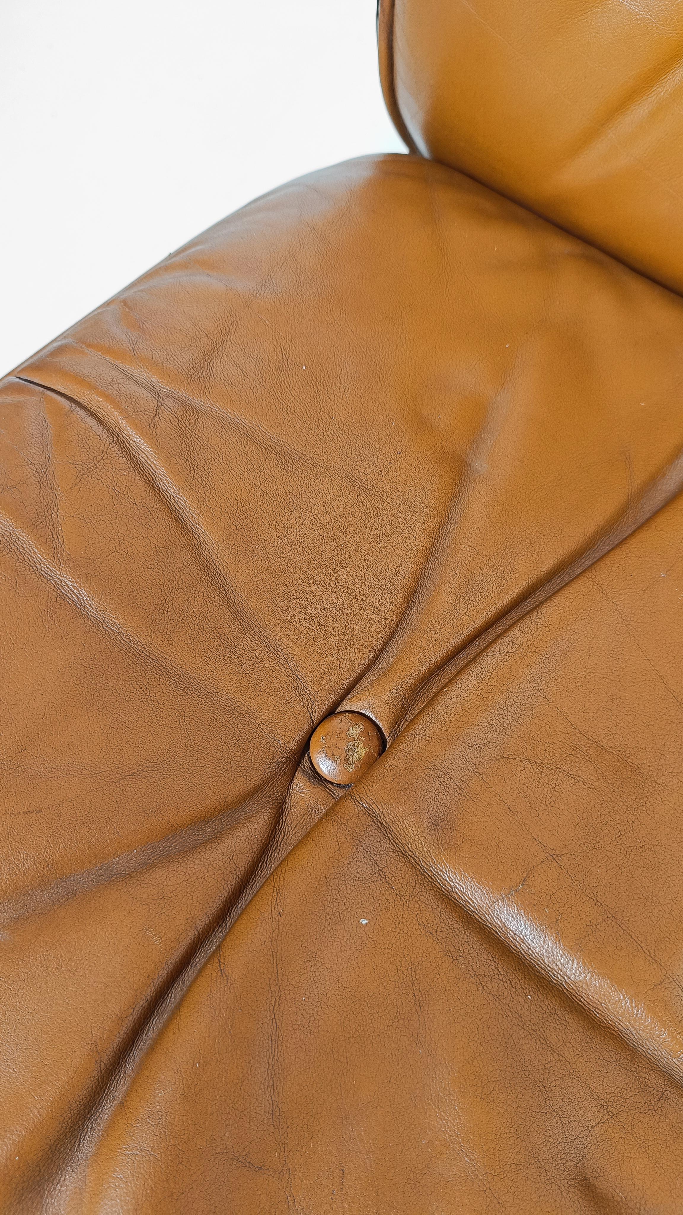 Silla de oficina de cuero coñac y palisandro de Ico Parisi para MIM Roma Italia, años 60 en venta 3