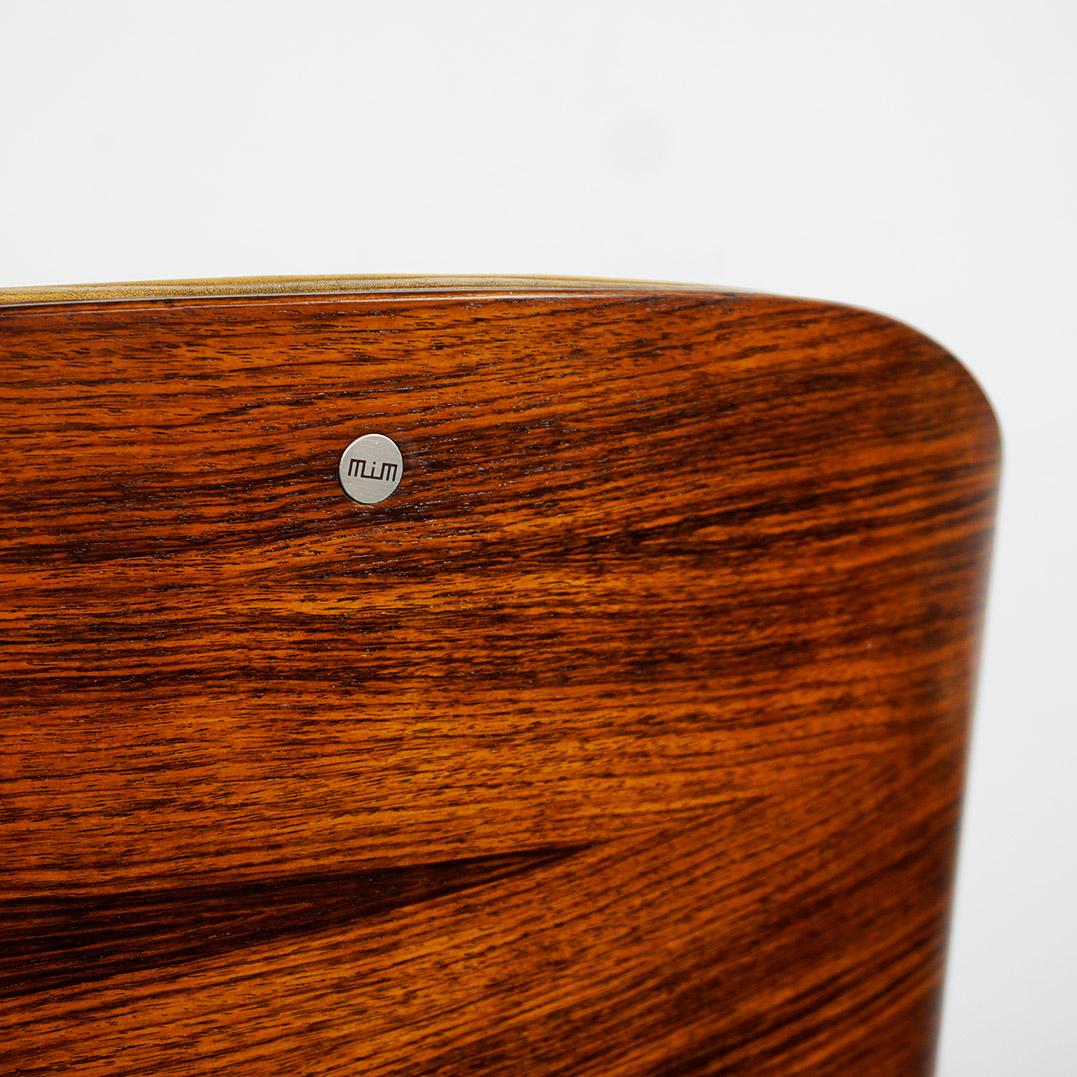 Cognac Leather and Rosewood Office Chair by Ico Parisi for Mim Roma Italy 4