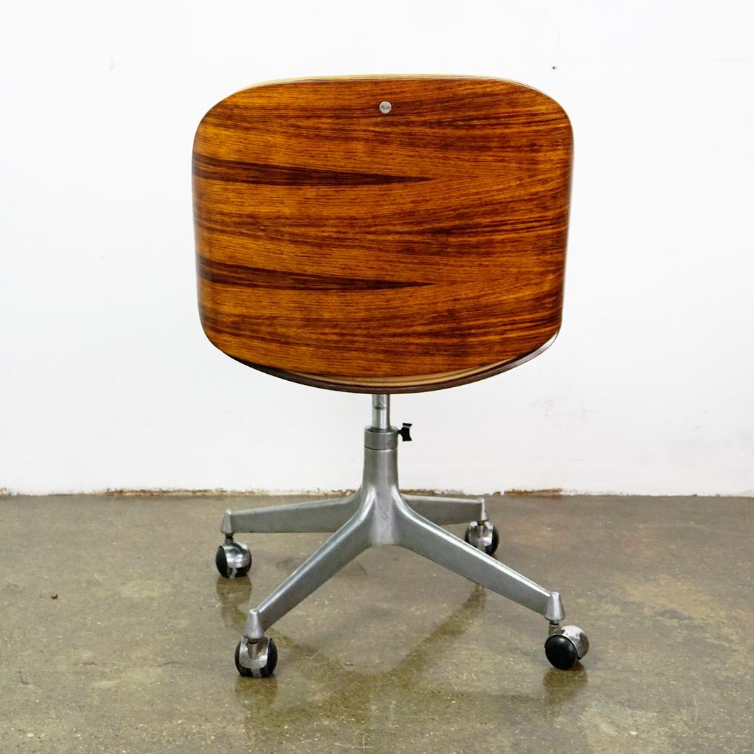 Cognac Leather and Rosewood Office Chair by Ico Parisi for Mim Roma Italy 5