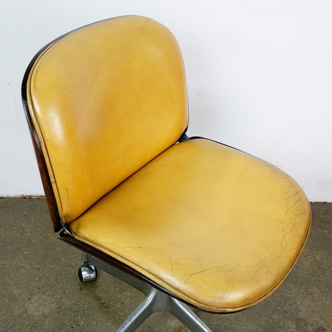 Cognac Leather and Rosewood Office Chair by Ico Parisi for Mim Roma Italy 10