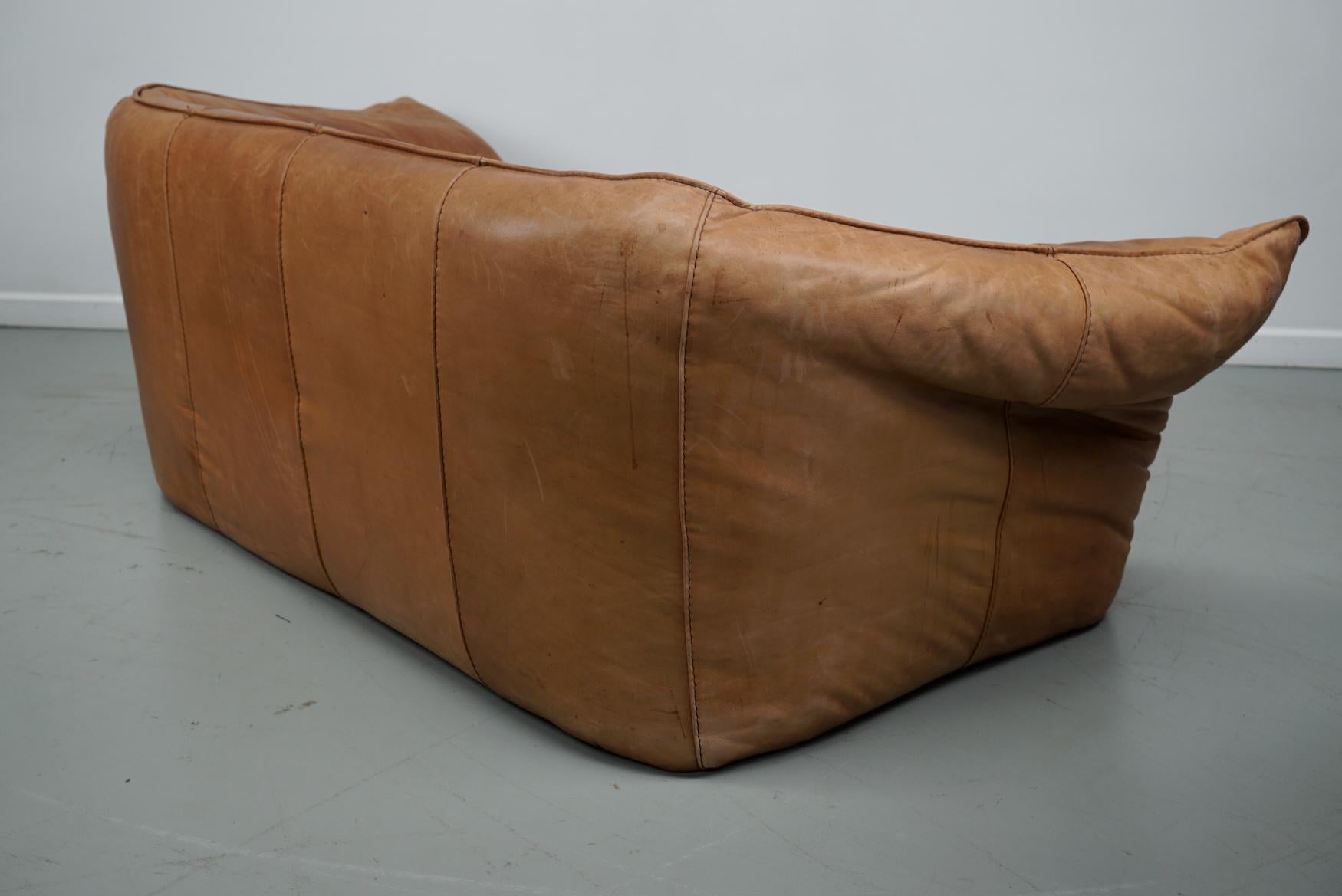 Cognacfarbenes Andes-Sofa aus Leder von Gerard van den Berg für Montis, 1970er Jahre im Angebot 4
