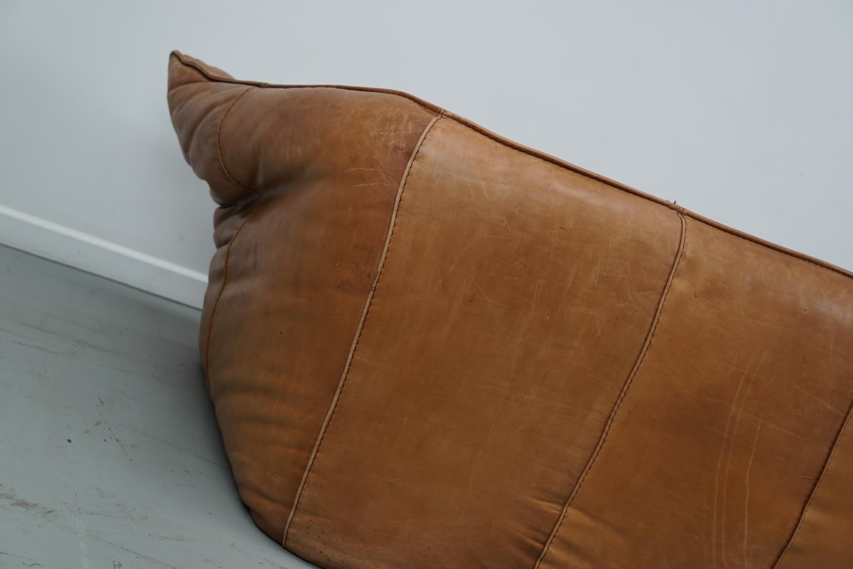 Cognacfarbenes Andes-Sofa aus Leder von Gerard van den Berg für Montis, 1970er Jahre im Angebot 7