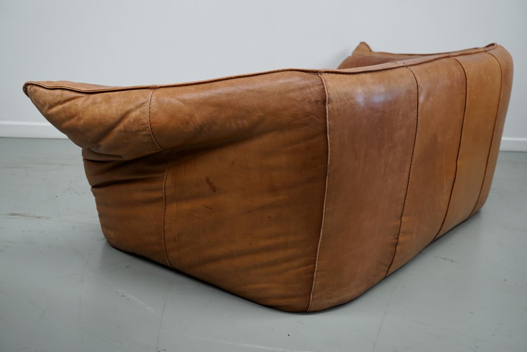 Cognacfarbenes Andes-Sofa aus Leder von Gerard van den Berg für Montis, 1970er Jahre im Angebot 8