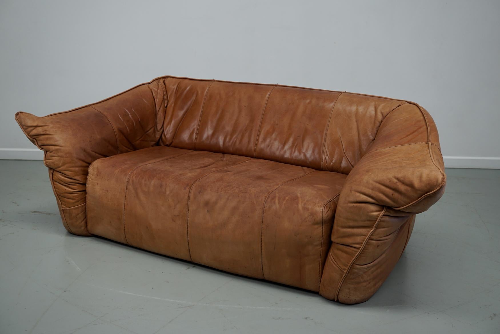 Cognacfarbenes Andes-Sofa aus Leder von Gerard van den Berg für Montis, 1970er Jahre im Angebot 9
