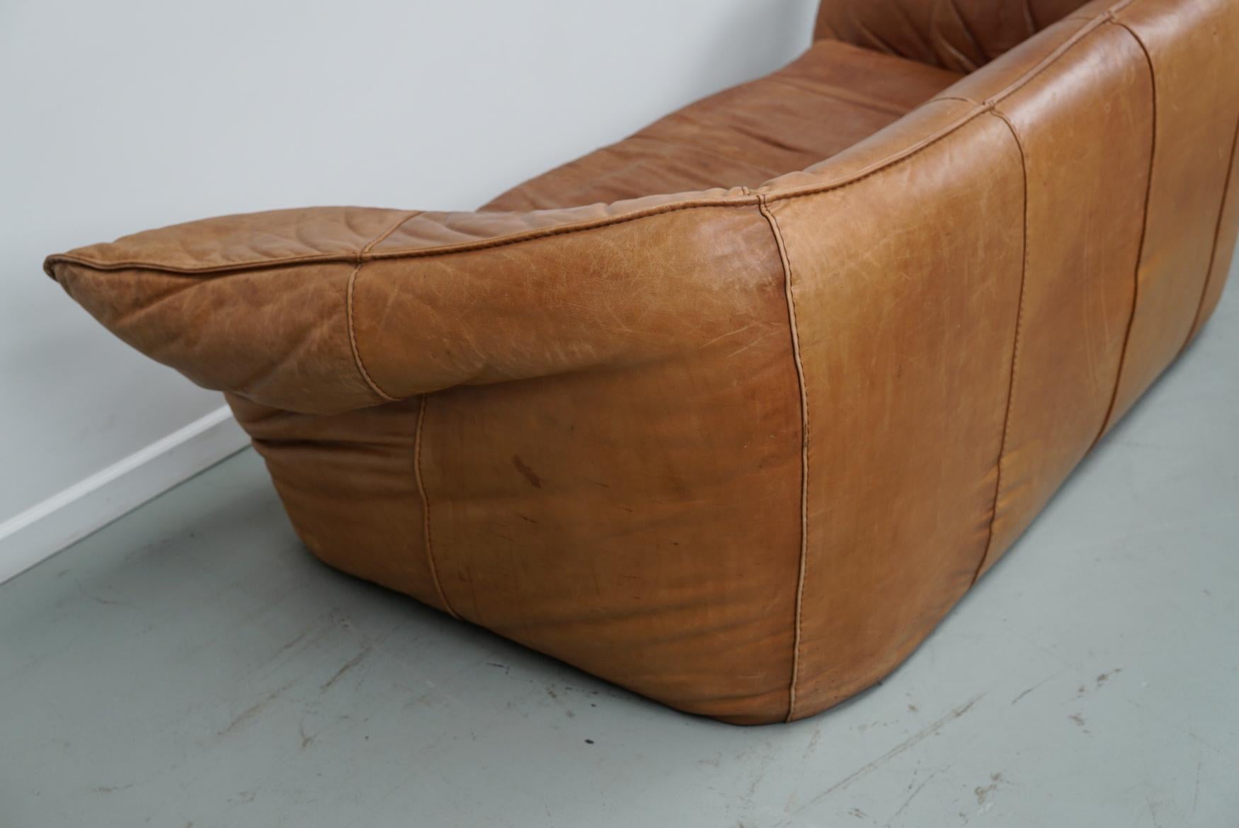 Cognacfarbenes Andes-Sofa aus Leder von Gerard van den Berg für Montis, 1970er Jahre im Angebot 11