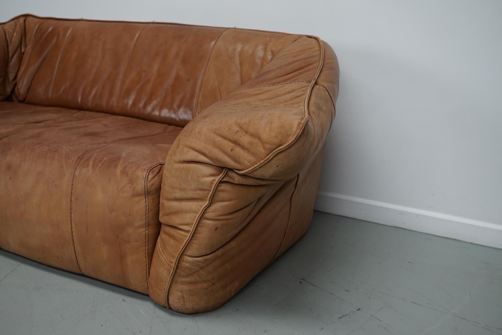 Cognacfarbenes Andes-Sofa aus Leder von Gerard van den Berg für Montis, 1970er Jahre (Moderne der Mitte des Jahrhunderts) im Angebot