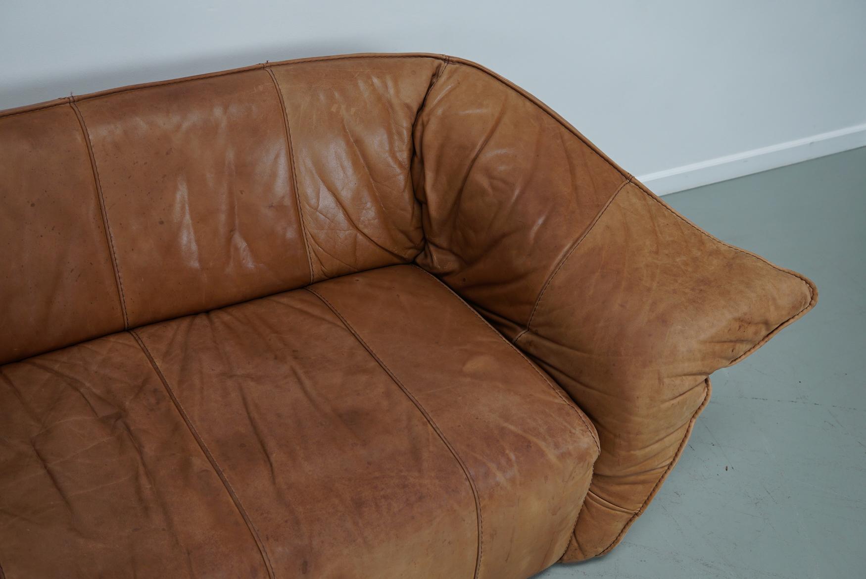 Cognacfarbenes Andes-Sofa aus Leder von Gerard van den Berg für Montis, 1970er Jahre im Zustand „Gut“ im Angebot in Nijmegen, NL