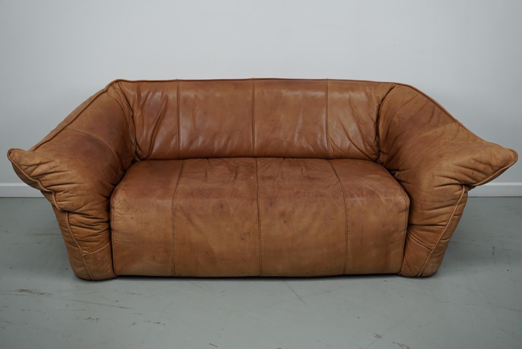 Cognacfarbenes Andes-Sofa aus Leder von Gerard van den Berg für Montis, 1970er Jahre (Ende des 20. Jahrhunderts) im Angebot