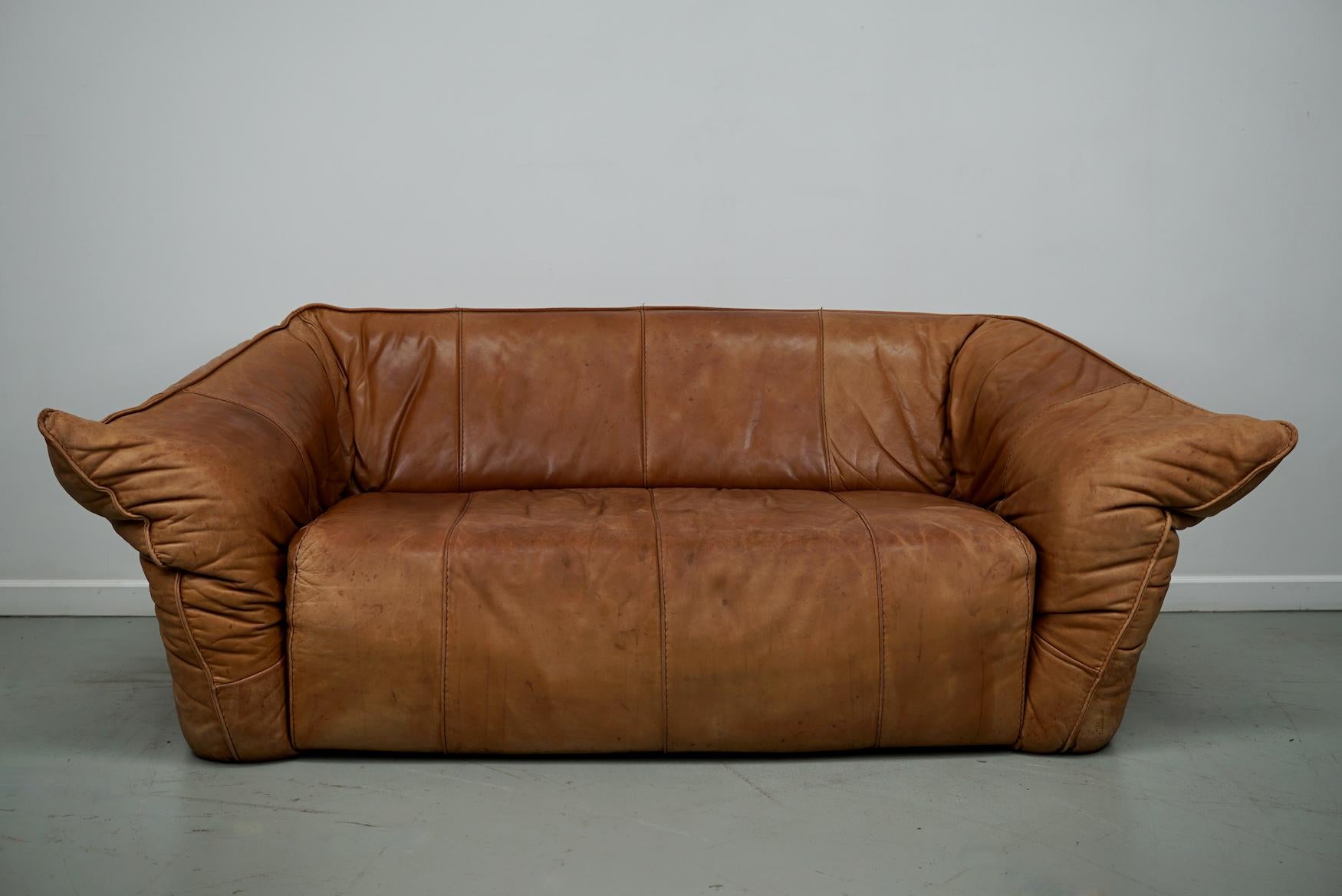 Cognacfarbenes Andes-Sofa aus Leder von Gerard van den Berg für Montis, 1970er Jahre im Angebot 1