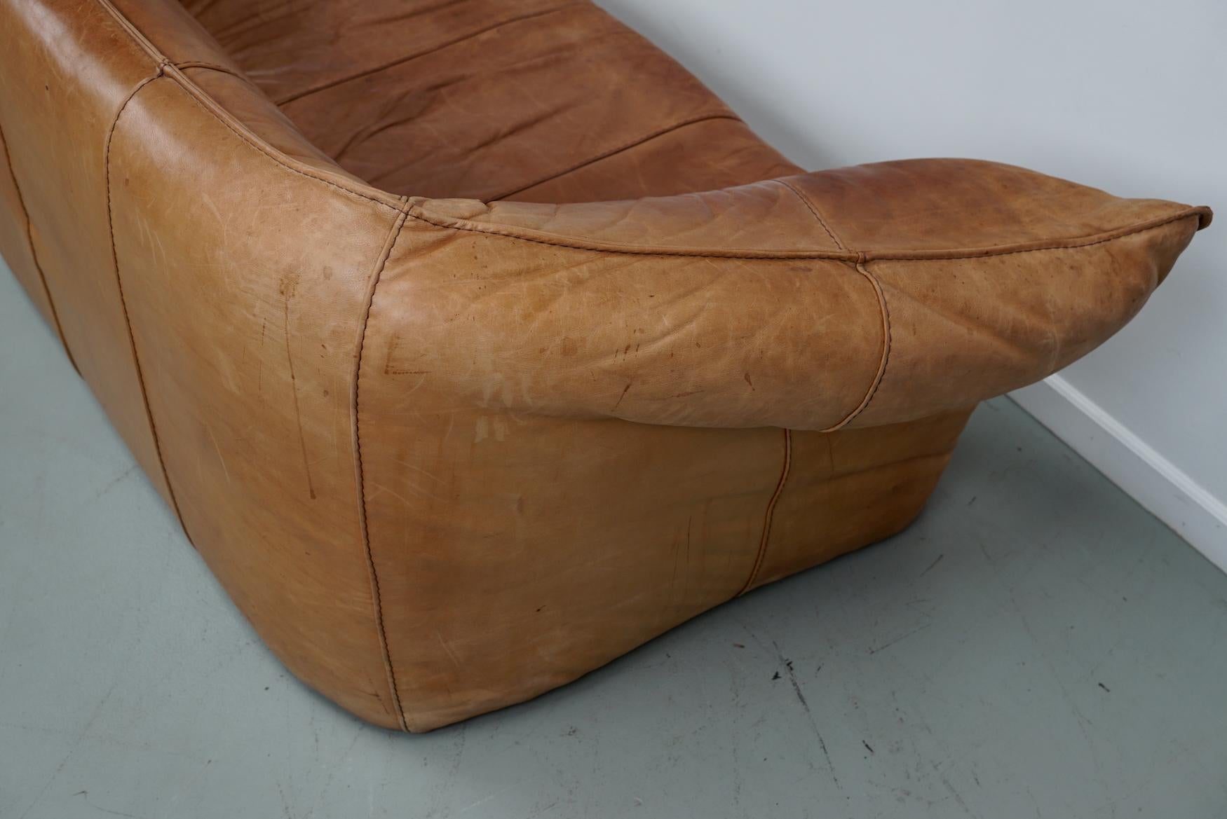 Cognacfarbenes Andes-Sofa aus Leder von Gerard van den Berg für Montis, 1970er Jahre im Angebot 3