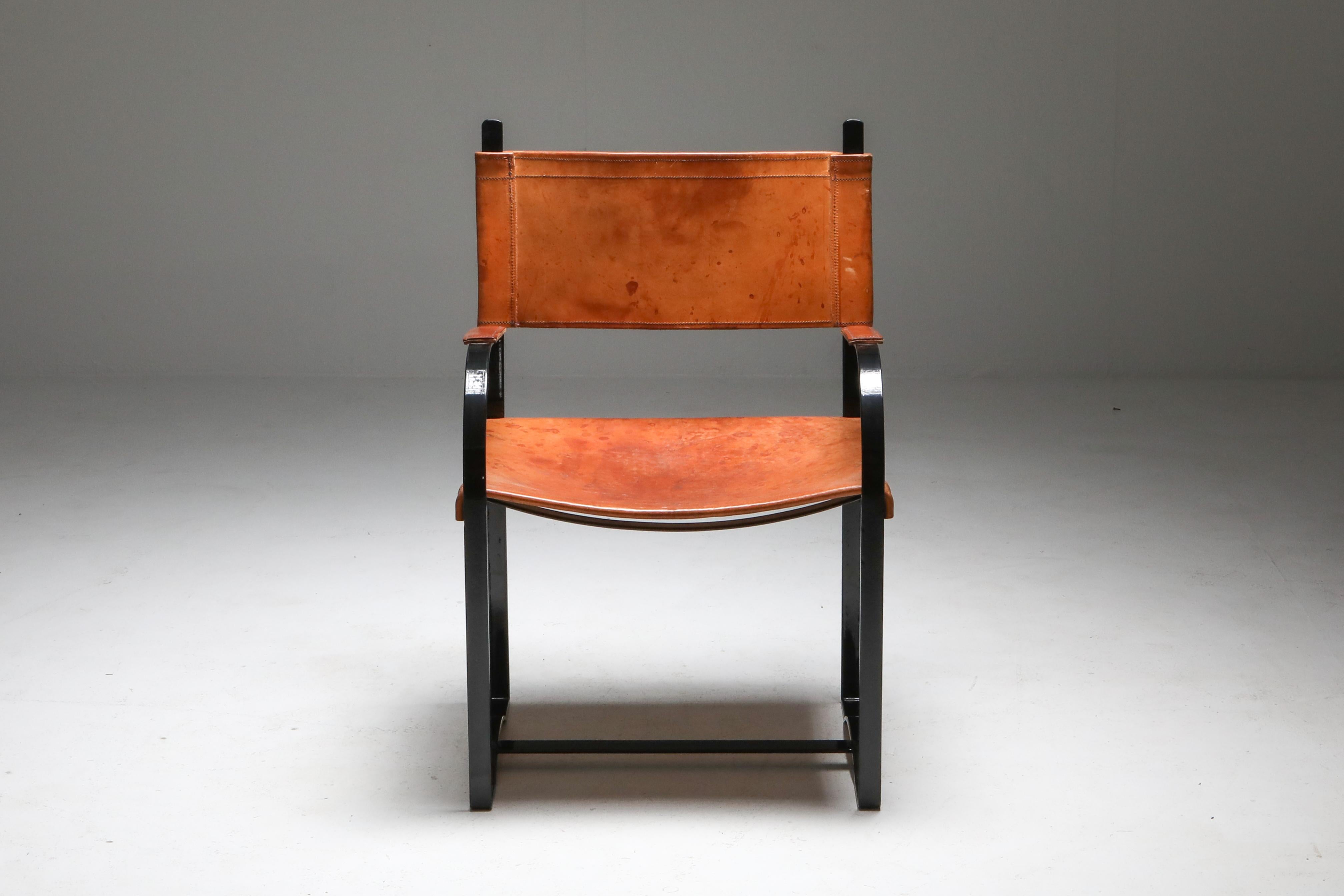 Cognac Leather Armchairs Mid-Century Modern 3