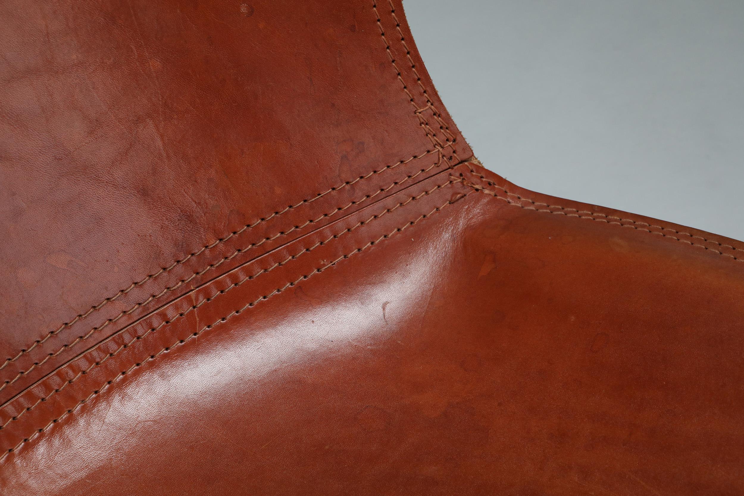 Cognac Leather Armchairs Willy Rizzo 7