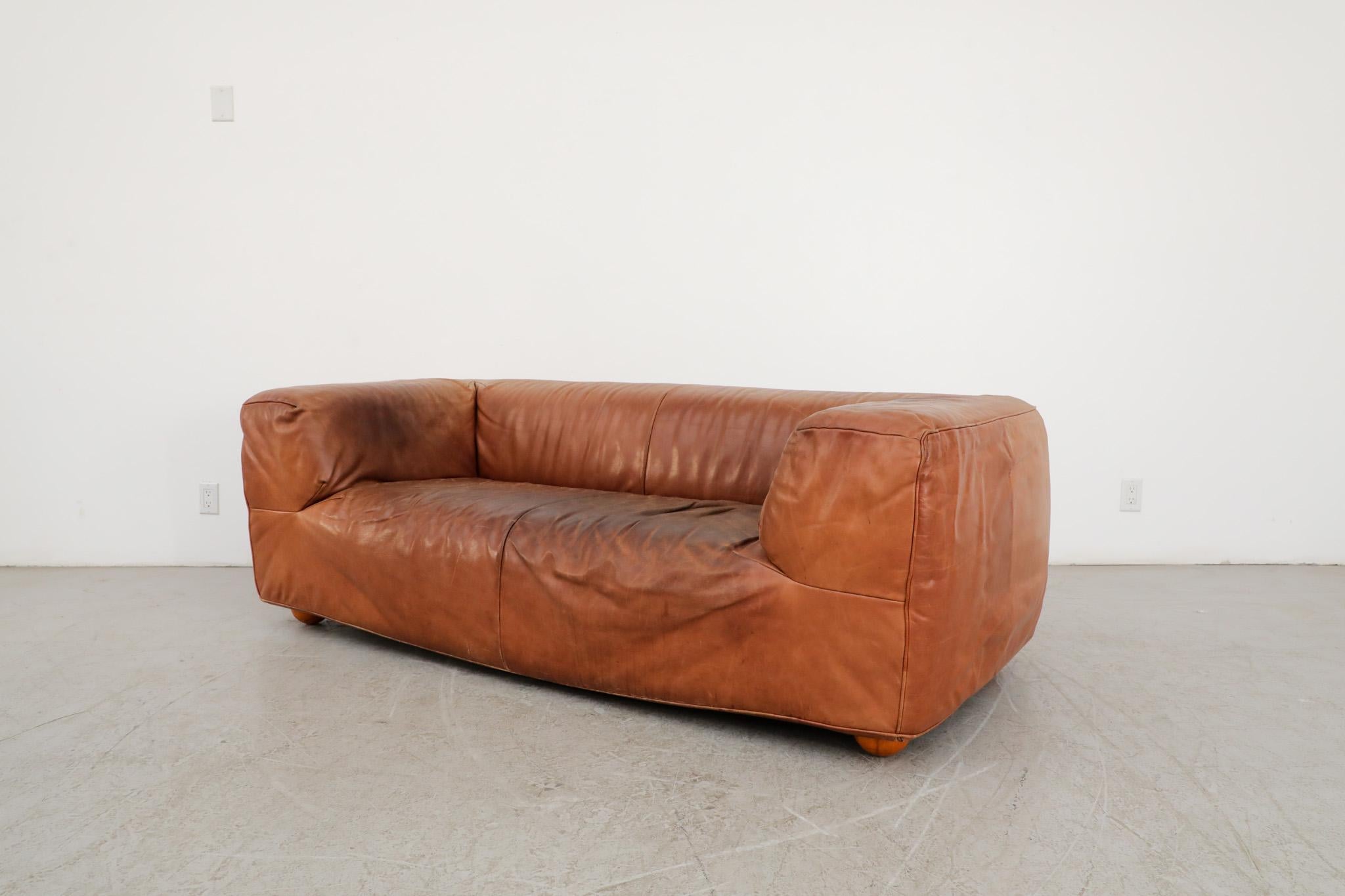 Cognacfarbenes Leder-Sofa „ Aztec“ von Gerard Van Den Berg für Montis (Moderne der Mitte des Jahrhunderts) im Angebot