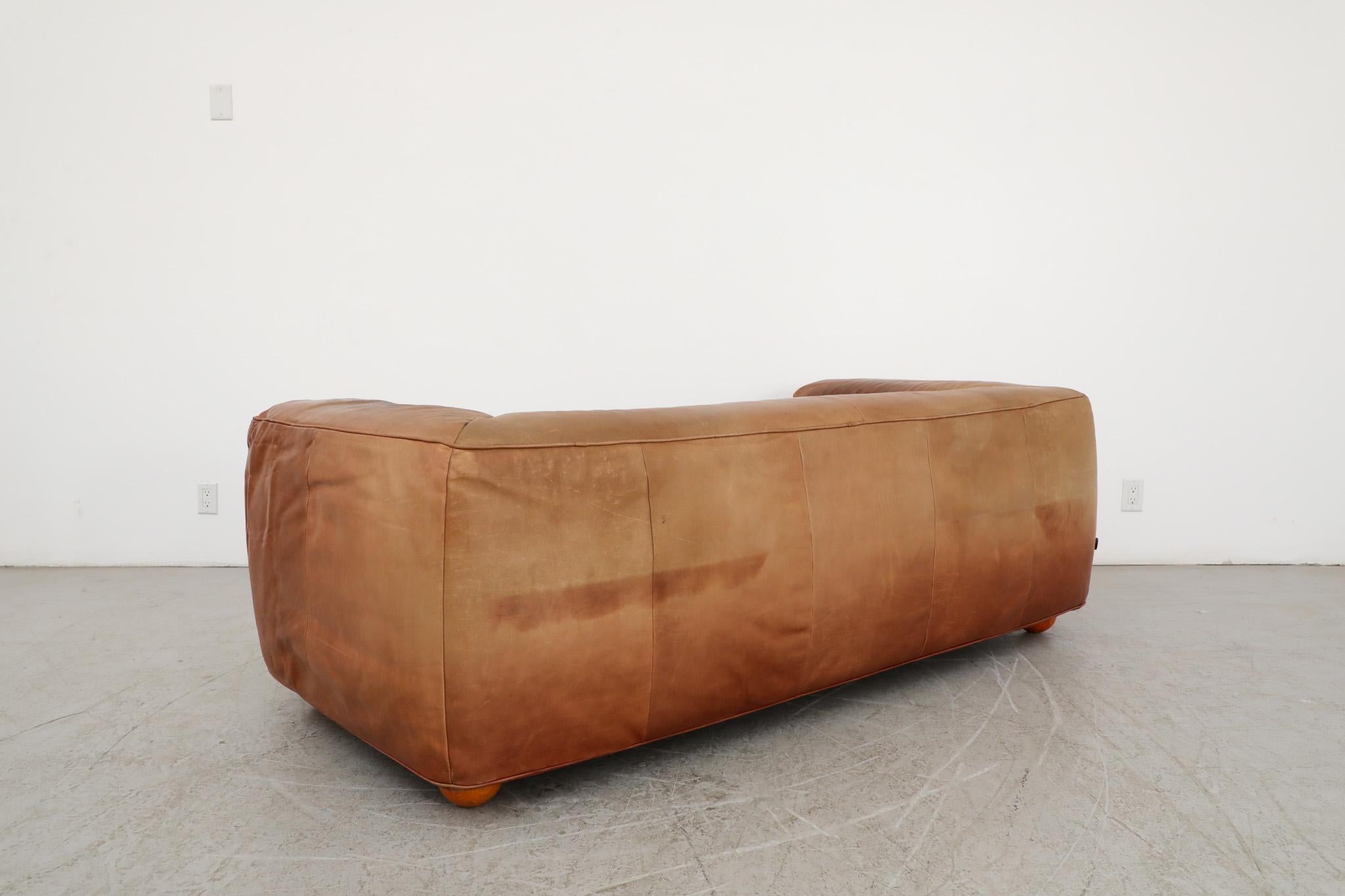 Cognacfarbenes Leder-Sofa „ Aztec“ von Gerard Van Den Berg für Montis im Zustand „Gut“ im Angebot in Los Angeles, CA