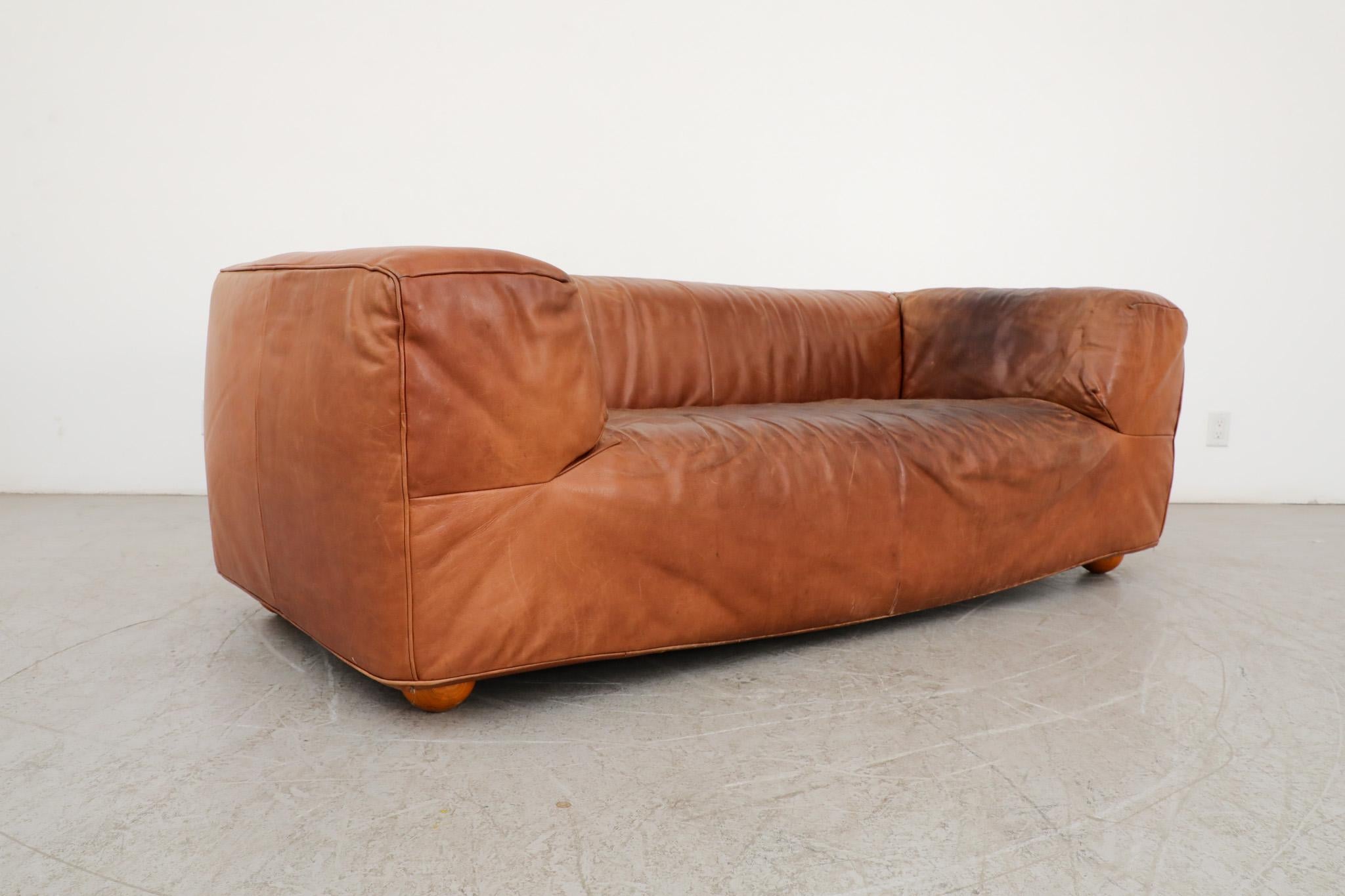 Cognacfarbenes Leder-Sofa „ Aztec“ von Gerard Van Den Berg für Montis im Angebot 1