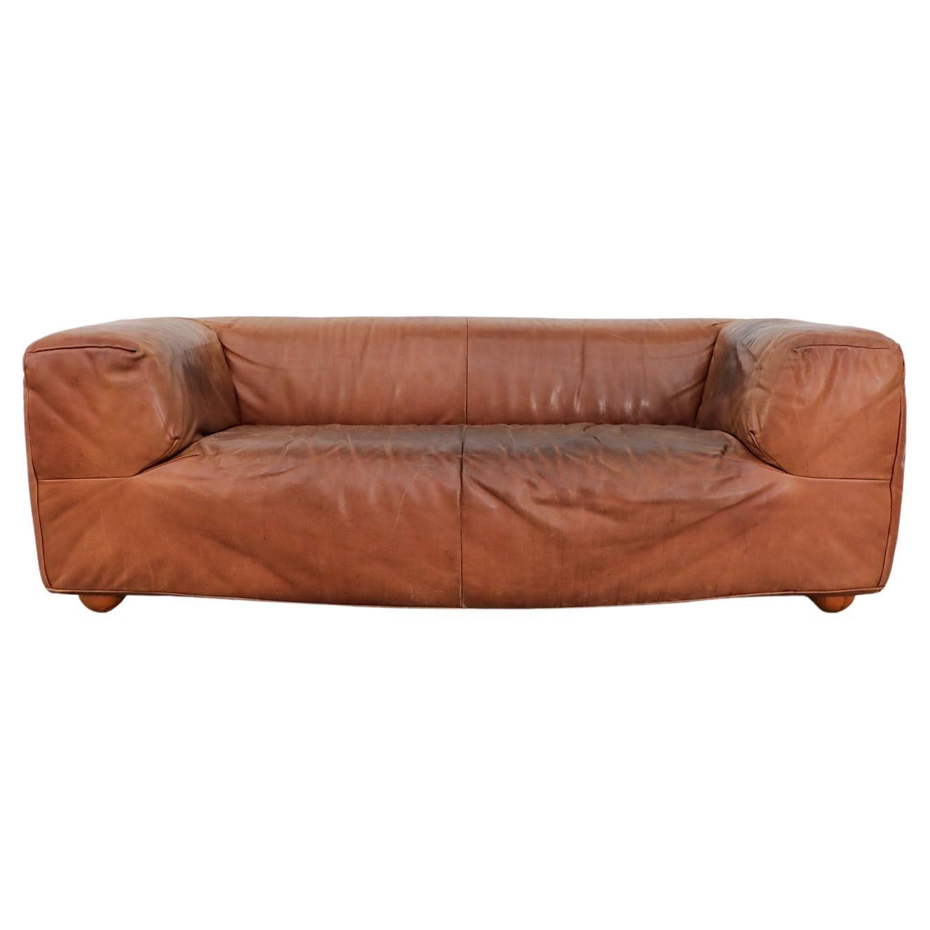 Cognac Leather "Aztec" Sofa By Gerard Van Den Berg For Montis