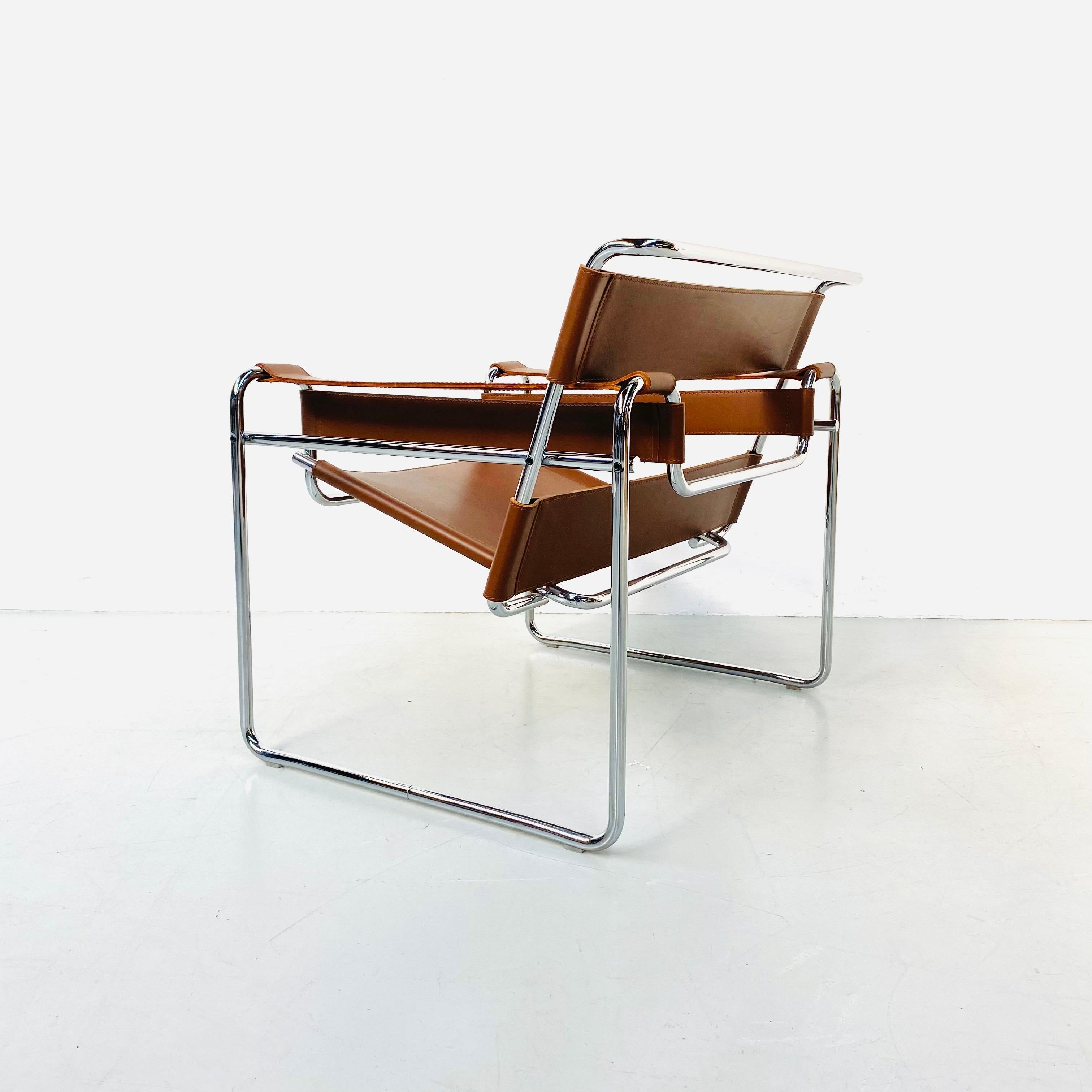 Cognac Leather B3 Wassily Chair by Marcel Breuer for Knoll Studio, 1980s 3