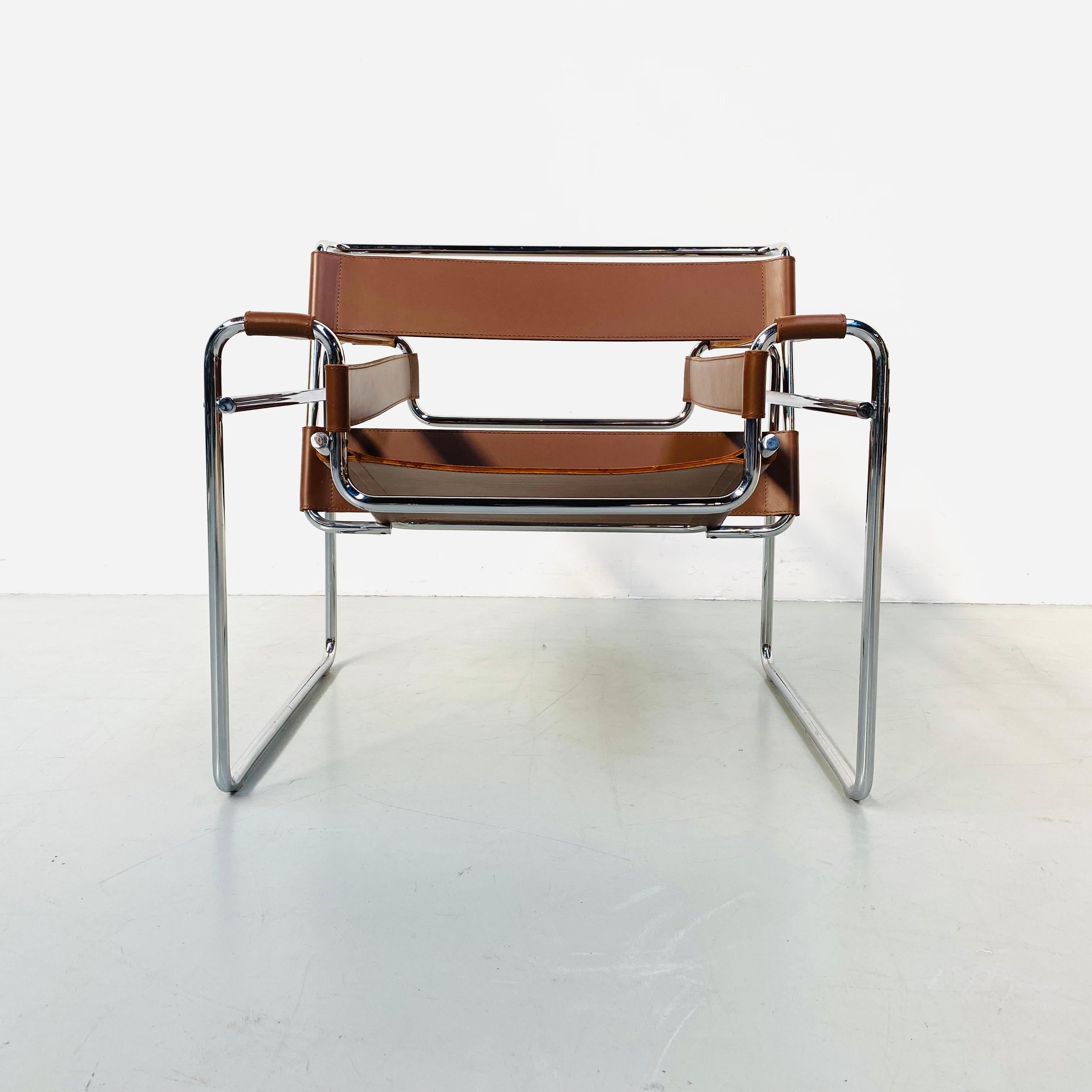 Cognac Leather B3 Wassily Chair by Marcel Breuer for Knoll Studio, 1980s 1