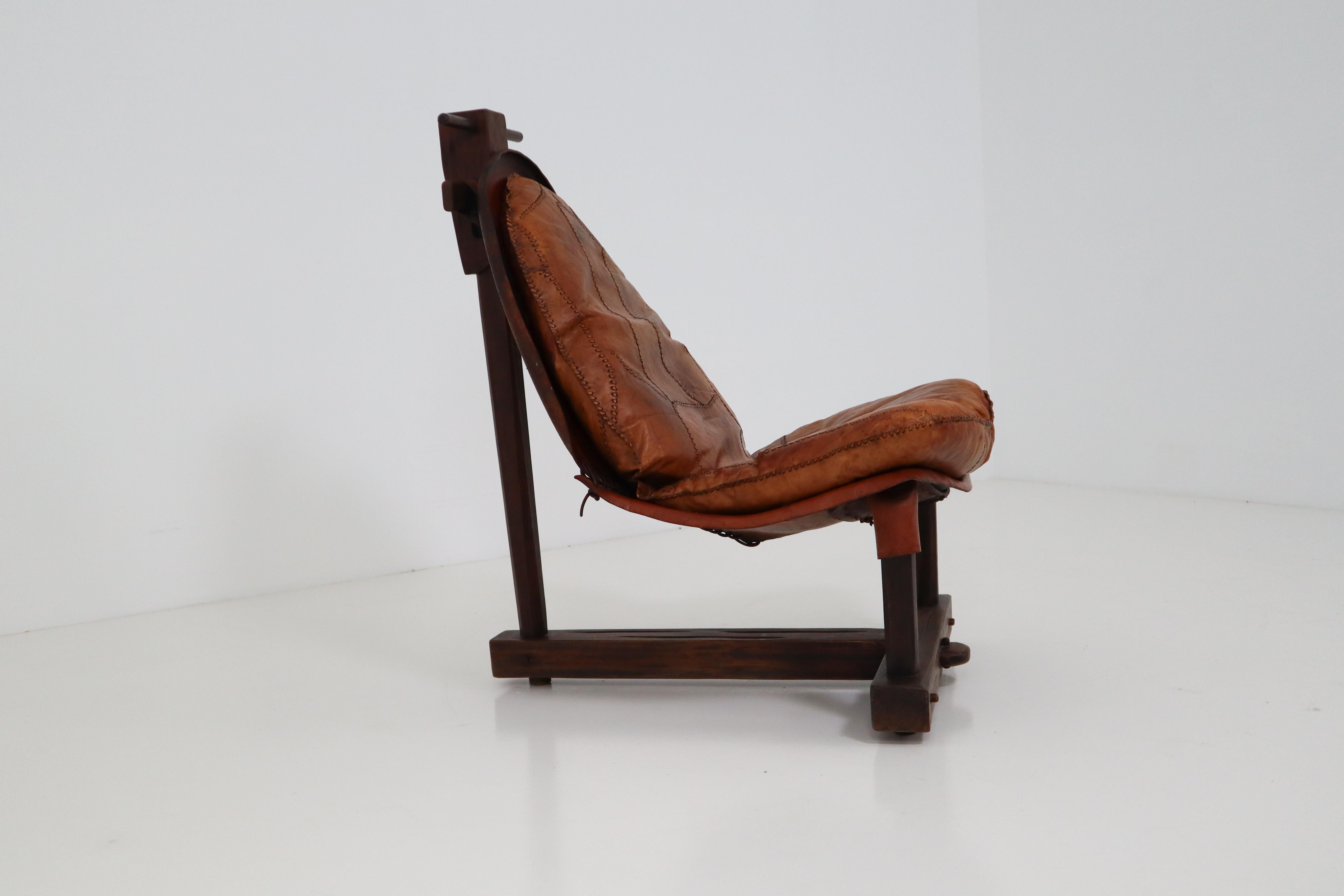 Cognac Leather Brazilian Chair and Ottoman 4