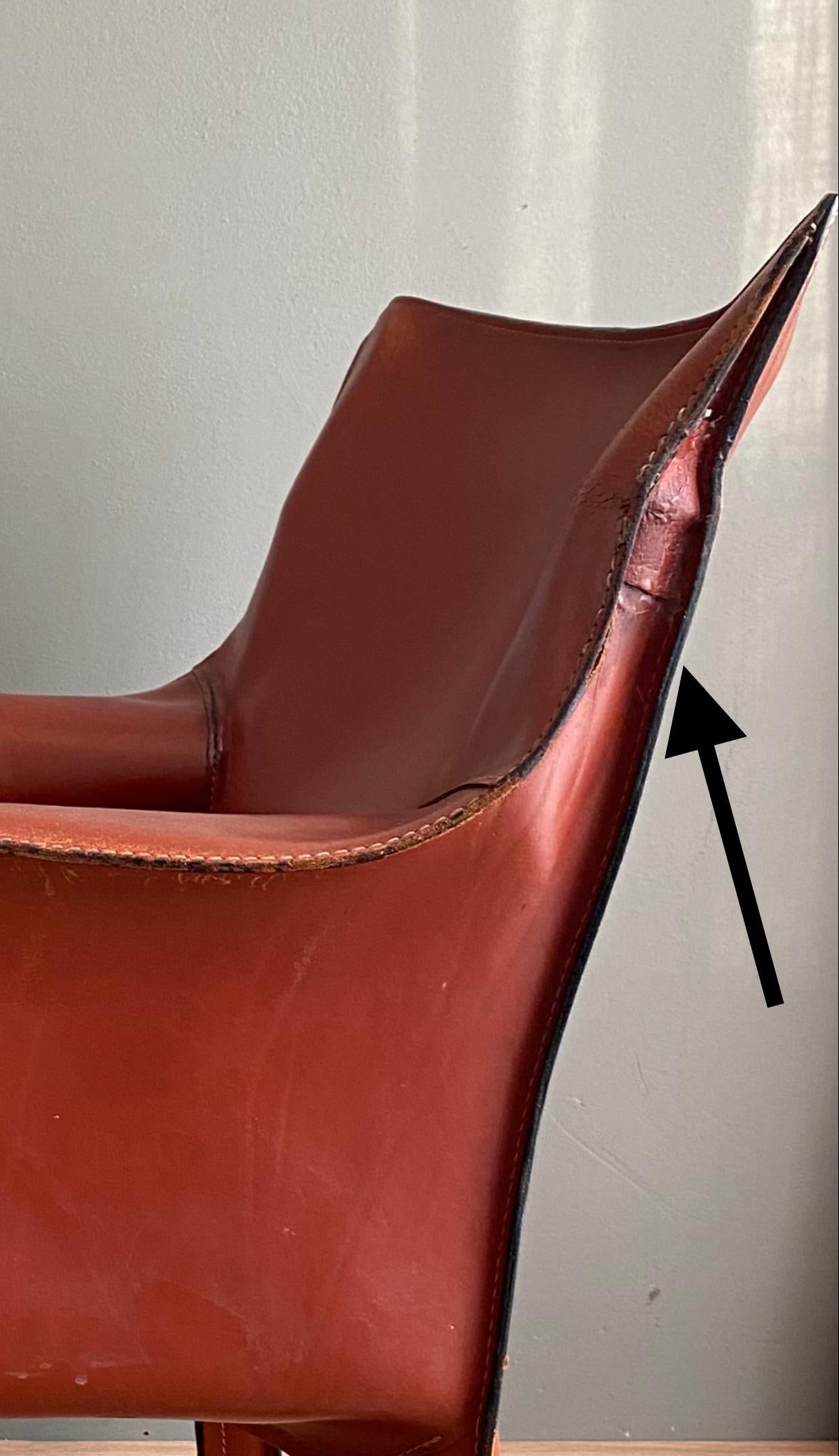 Cognac Leather Cab Lounge Chair by Mario Bellini, 1970s For Sale 3