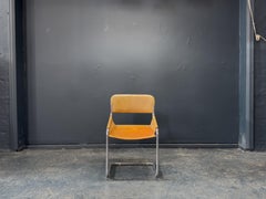 Cognac leather & chrome tubular sling chair