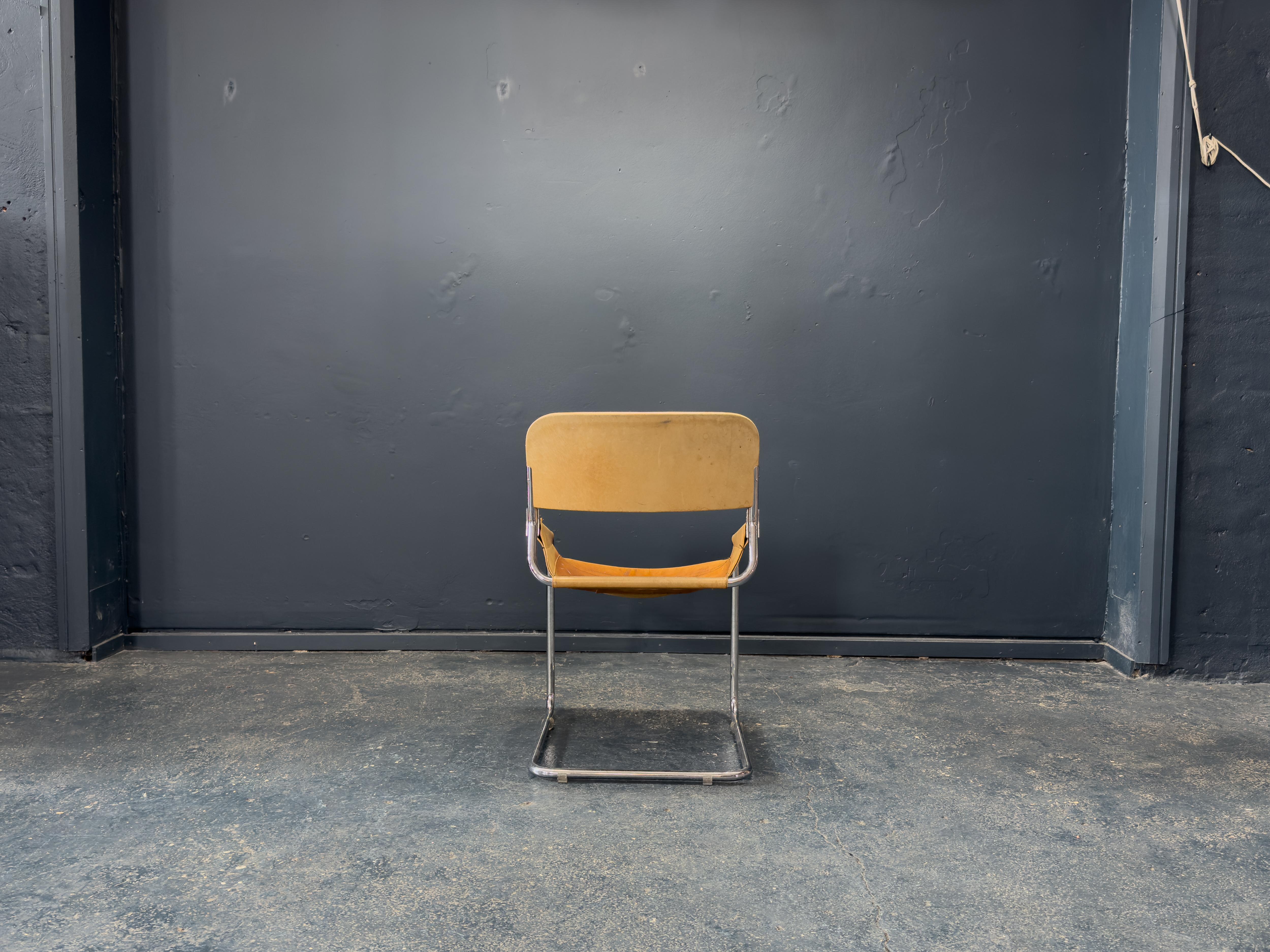 Sillón tubular de cuero coñac y cromo en Bastante bueno estado para la venta en London, GB