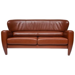 Vintage Cognac Leather Couch, Jaguar Embossed